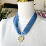 Scarf Necklace - Baby Blue & Crystal-110 Jewelry & Hair-HART DESIGNS-July & June Women's Fashion Boutique Located in San Antonio, Texas