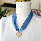 Scarf Necklace - Baby Blue & Crystal-110 Jewelry & Hair-HART DESIGNS-July & June Women's Fashion Boutique Located in San Antonio, Texas