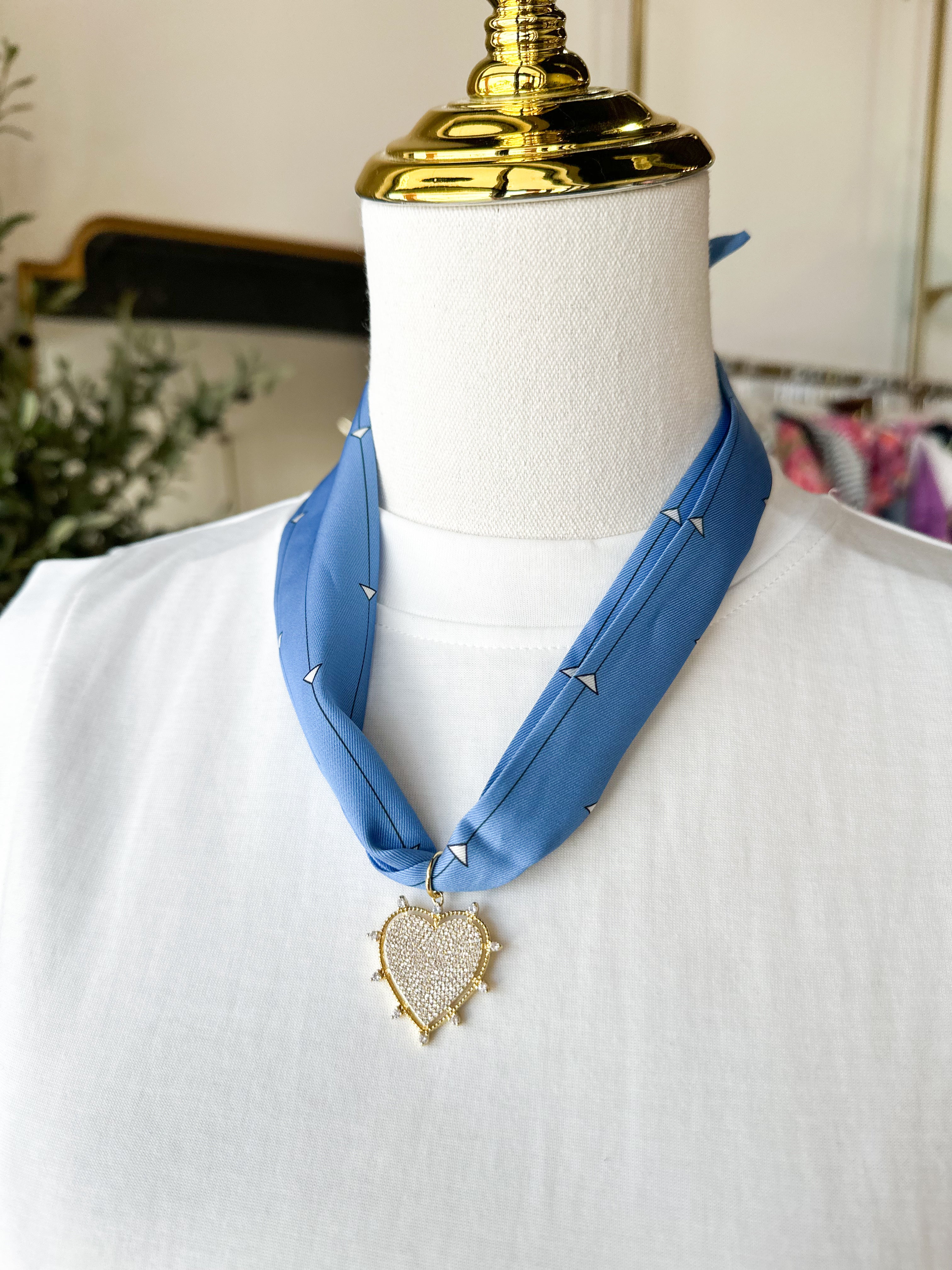 Scarf Necklace - Baby Blue & Crystal-110 Jewelry & Hair-HART DESIGNS-July & June Women's Fashion Boutique Located in San Antonio, Texas