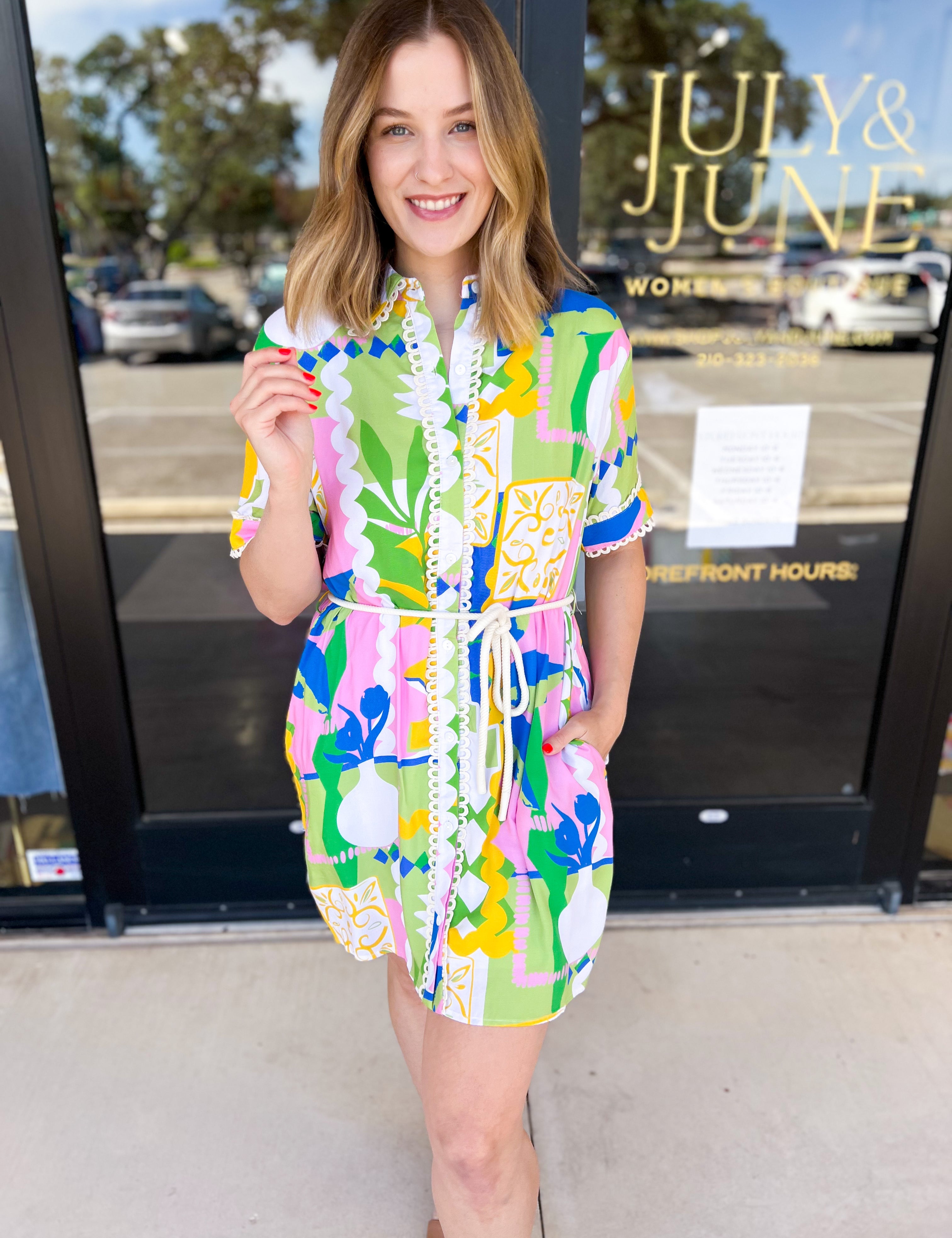Geo Chic Mini Dress-510 Mini-ENTRO-July & June Women's Fashion Boutique Located in San Antonio, Texas