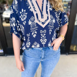 The Frankie Blouse - Navy-200 Fashion Blouses-ENTRO-July & June Women's Fashion Boutique Located in San Antonio, Texas