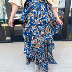 Blue Paisley Midi Skirt-410 Shorts/Skirts-SKIES ARE BLUE-July & June Women's Fashion Boutique Located in San Antonio, Texas