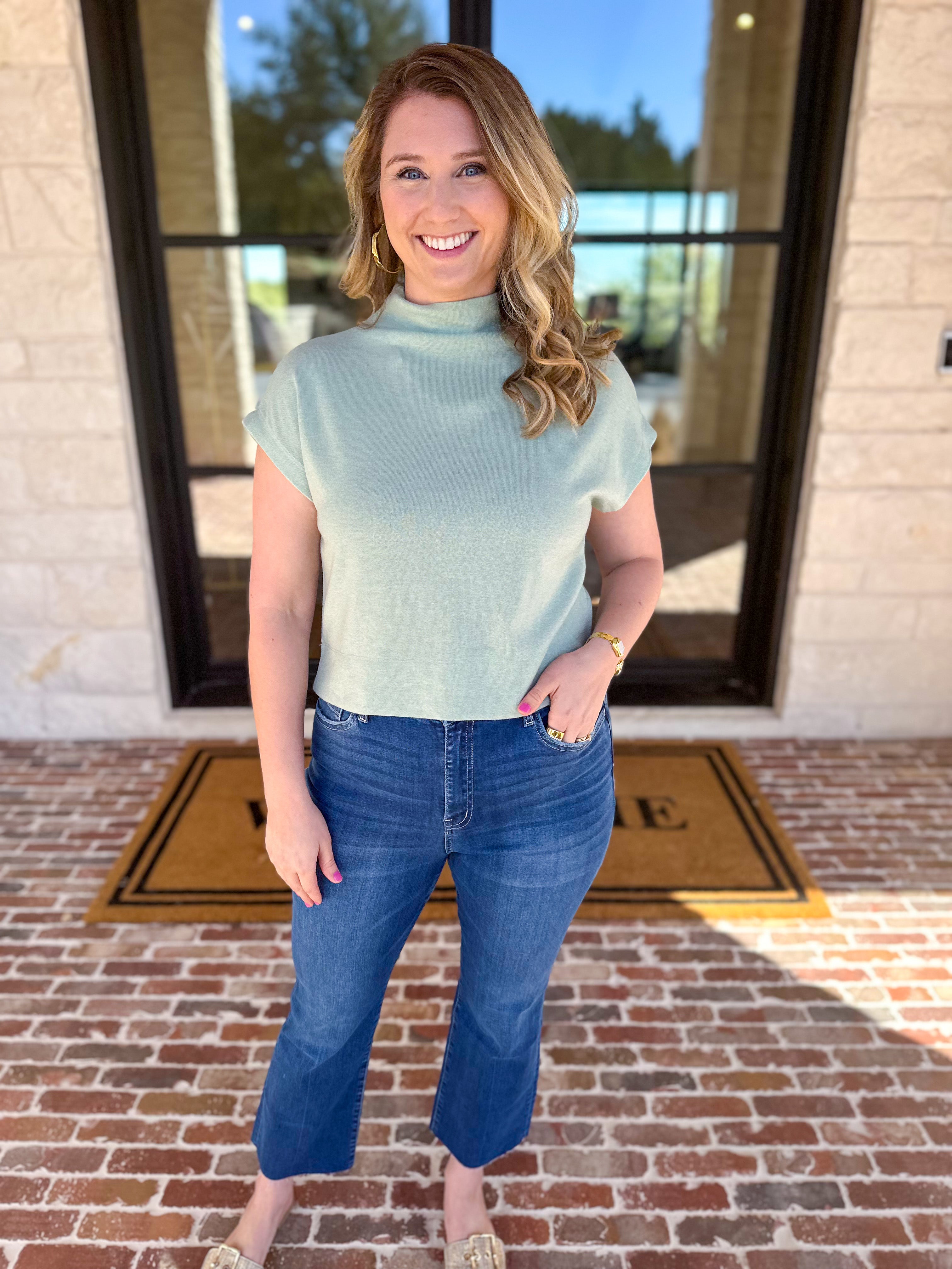 Soft Bloom Everyday Knit Top - Mint-230 Sweaters/Cardis-ENTRO-July & June Women's Fashion Boutique Located in San Antonio, Texas