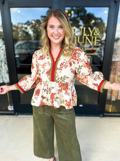 The Polly Peplum Blouse-200 Fashion Blouses-ENTRO-July & June Women's Fashion Boutique Located in San Antonio, Texas