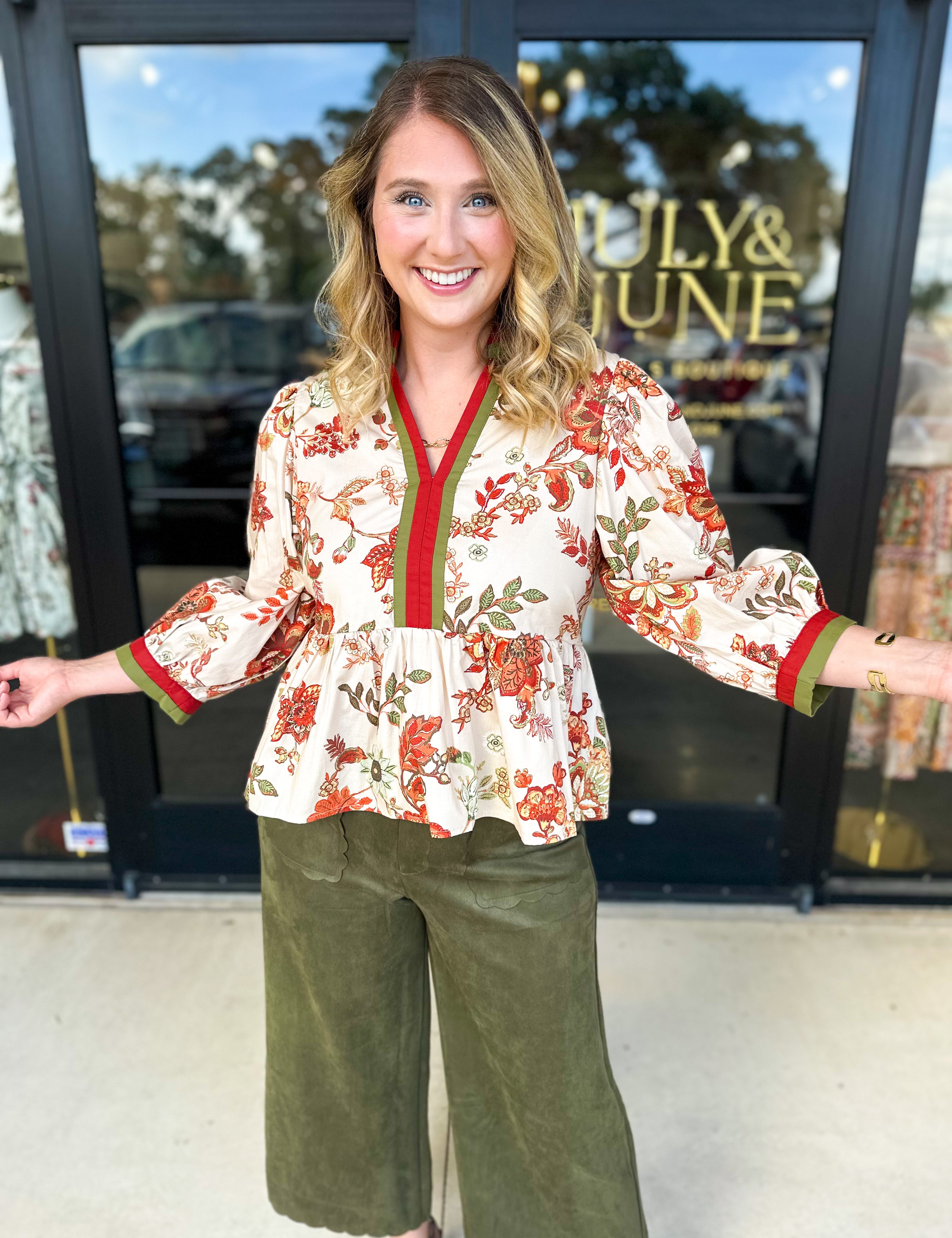 The Polly Peplum Blouse-200 Fashion Blouses-ENTRO-July & June Women's Fashion Boutique Located in San Antonio, Texas