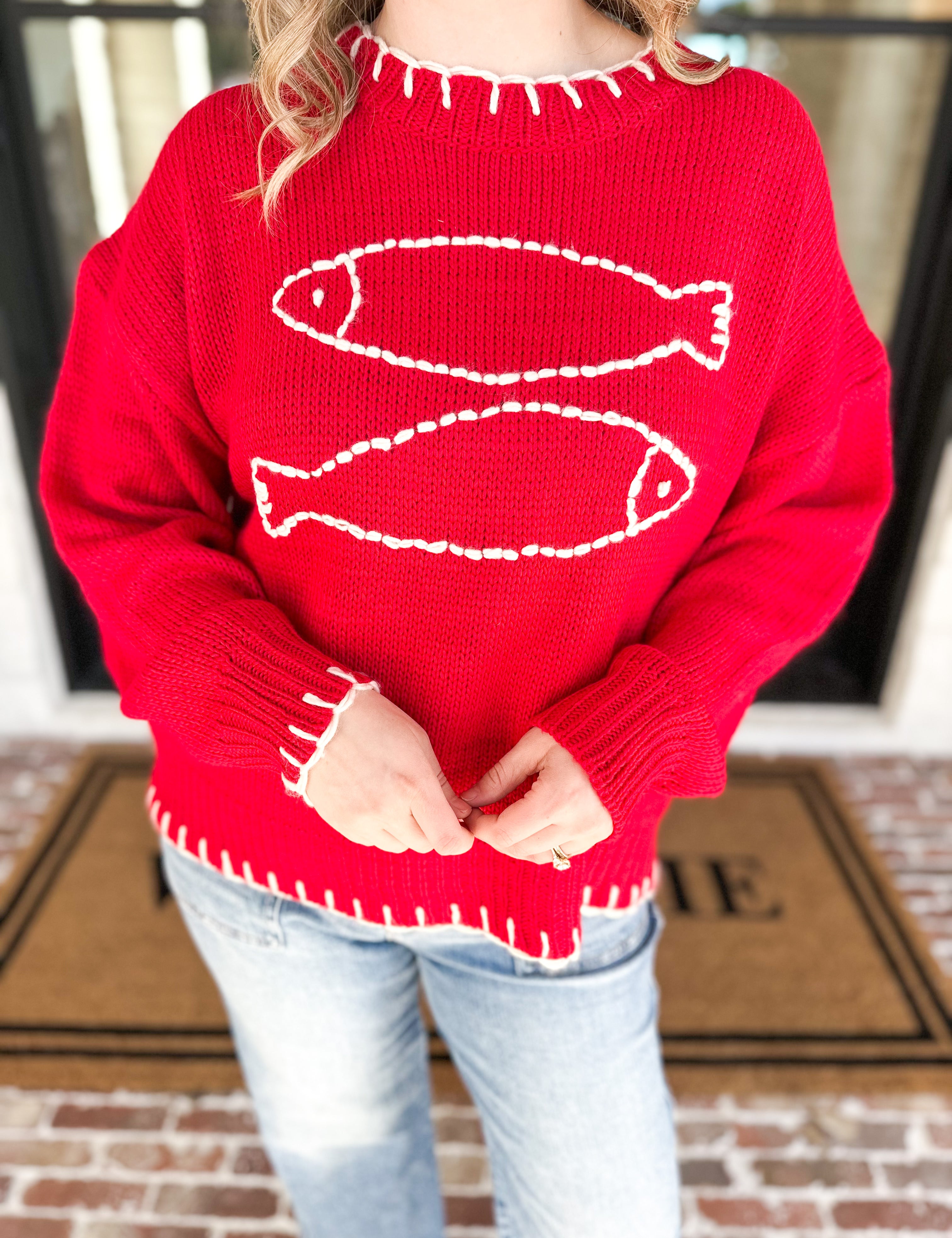 Fish Knit Sweater-BAILEY ROSE-July & June Women's Fashion Boutique Located in San Antonio, Texas