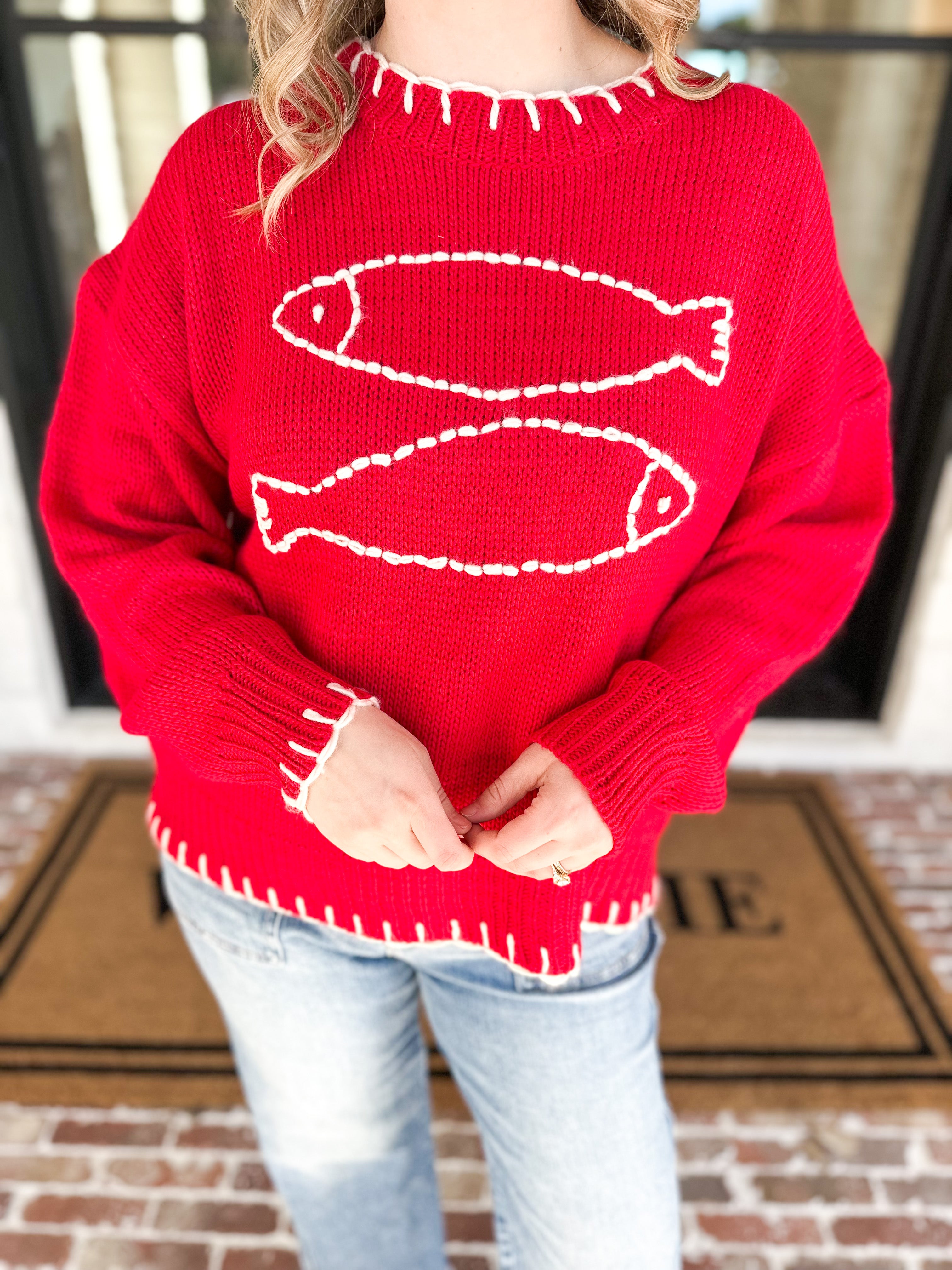 Fish Knit Sweater-BAILEY ROSE-July & June Women's Fashion Boutique Located in San Antonio, Texas