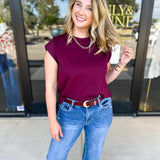 Casual Chic Tee - Merlot-210 Casual Blouses-ENTRO-July & June Women's Fashion Boutique Located in San Antonio, Texas