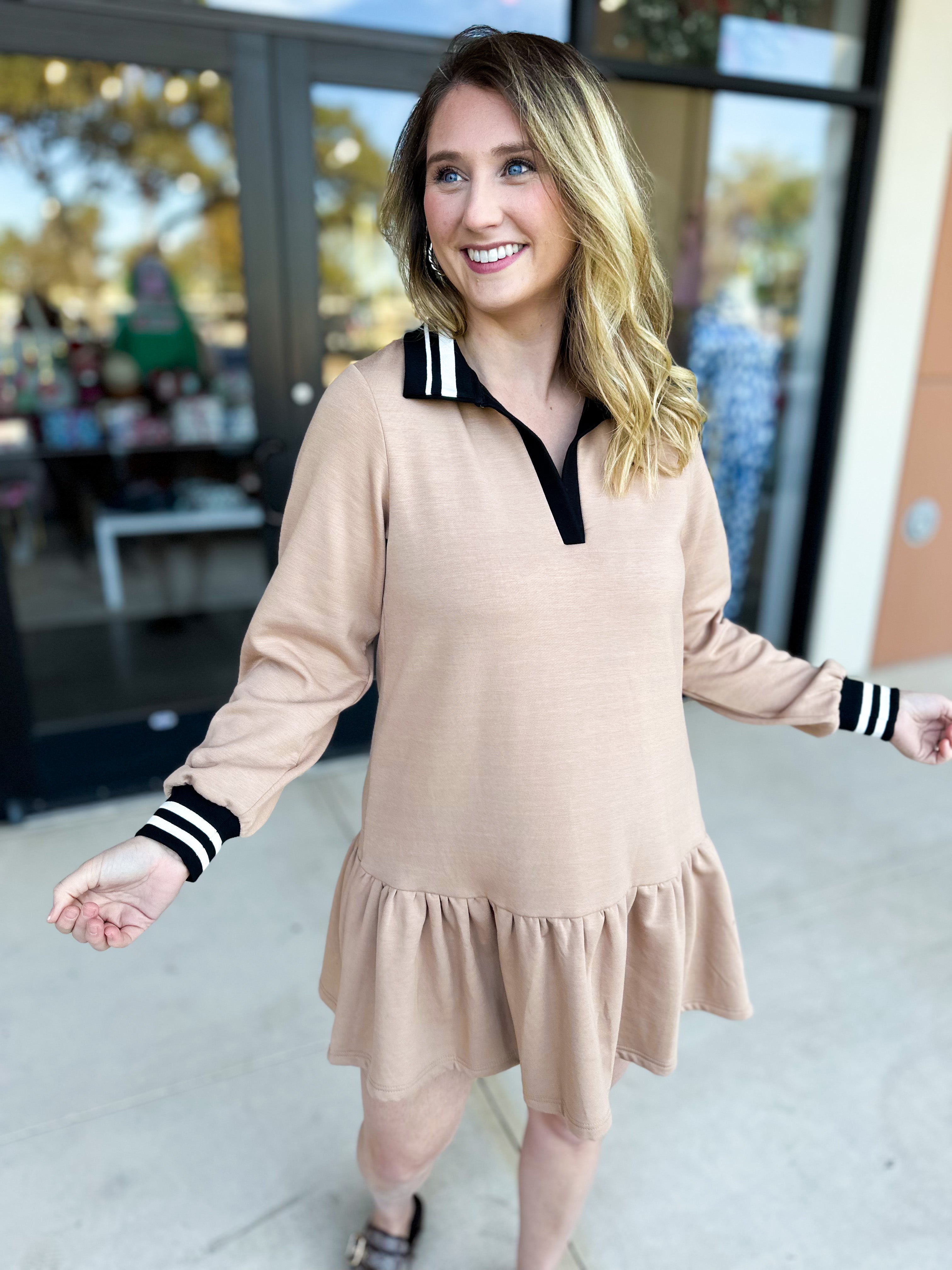 Mary Square - Allison Latte Mini Dress-510 Mini-MARY SQUARE-July & June Women's Fashion Boutique Located in San Antonio, Texas