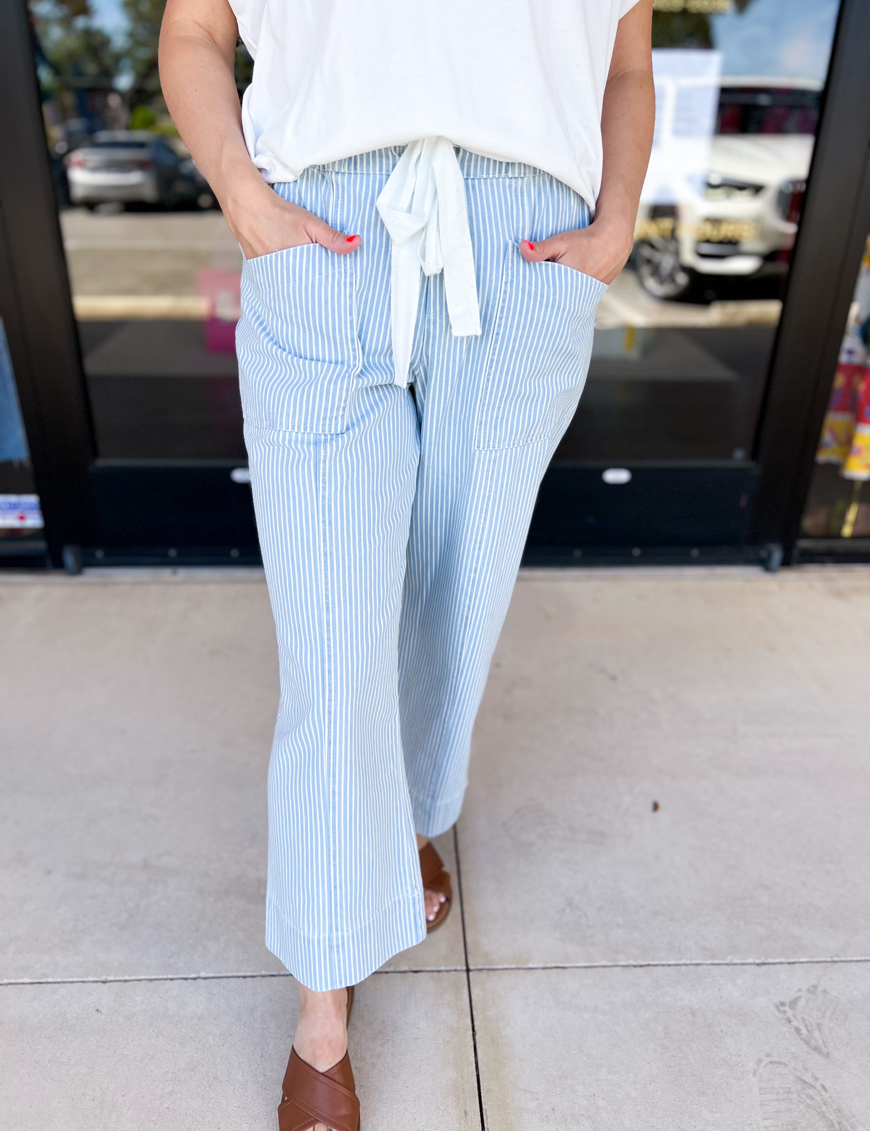 Vintage Denim Drawstring Pants-400 Pants-&MERCI-July & June Women's Fashion Boutique Located in San Antonio, Texas