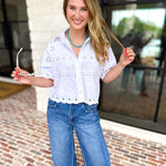 THML - Summertime Eyelet Blouse-200 Fashion Blouses-THML-July & June Women's Fashion Boutique Located in San Antonio, Texas