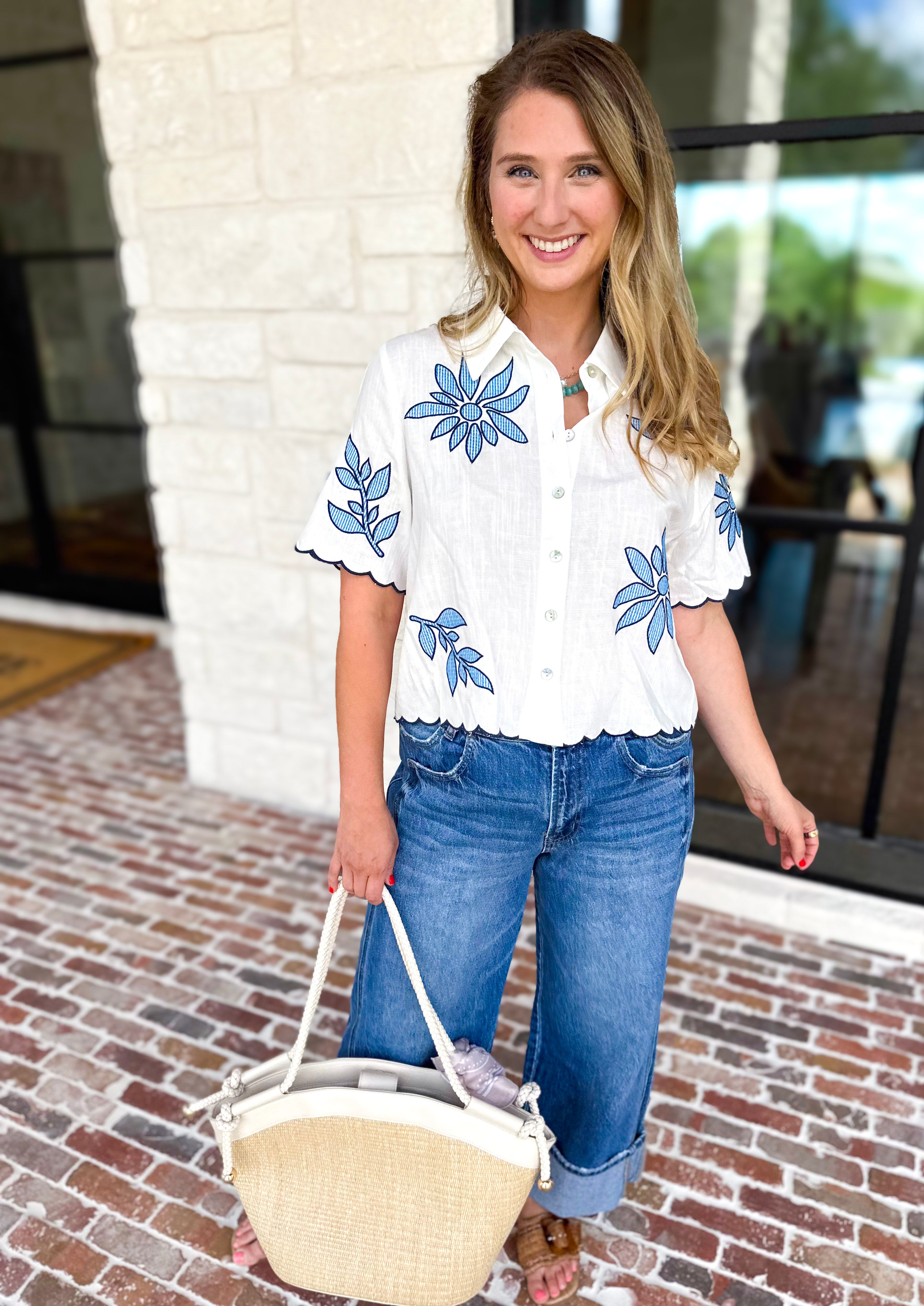 THML - Girl Next Door Blouse-200 Fashion Blouses-THML-July & June Women's Fashion Boutique Located in San Antonio, Texas