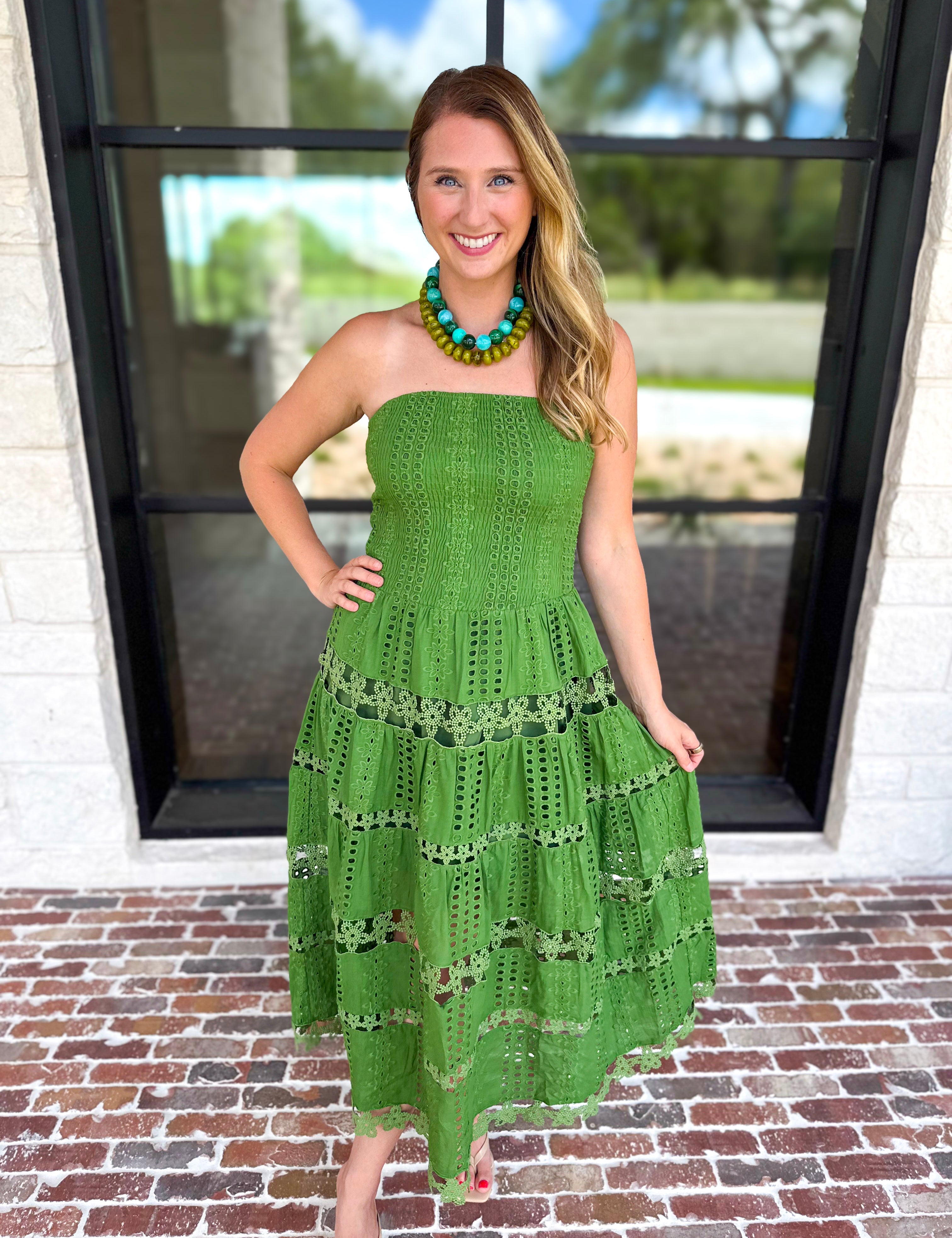 The Lexi Midi Dress - Vineyard Green-500 Midi-STRUT & BOLT-July & June Women's Fashion Boutique Located in San Antonio, Texas