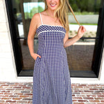 Bayside Navy Midi Dress-500 Midi-ENTRO-July & June Women's Fashion Boutique Located in San Antonio, Texas