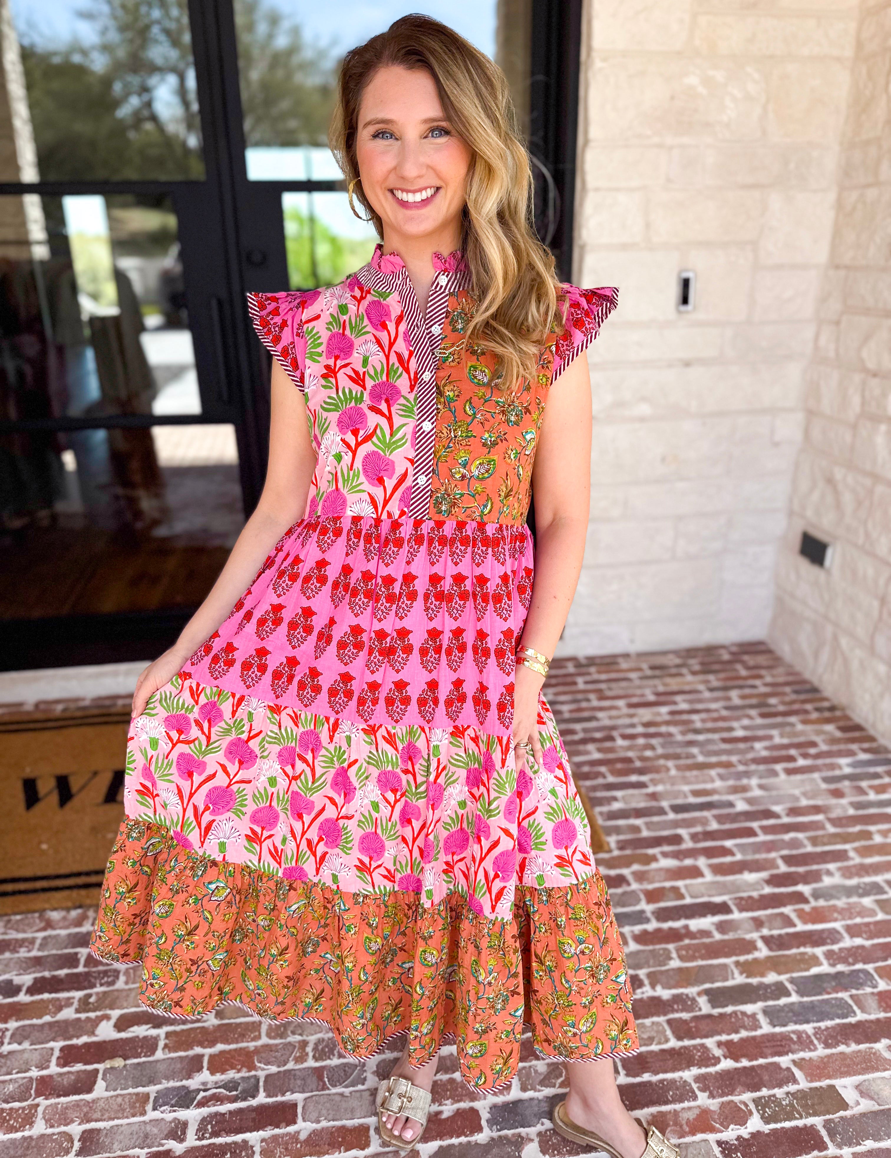 THML - Bold Garden Midi Dress-500 Midi-THML-July & June Women's Fashion Boutique Located in San Antonio, Texas