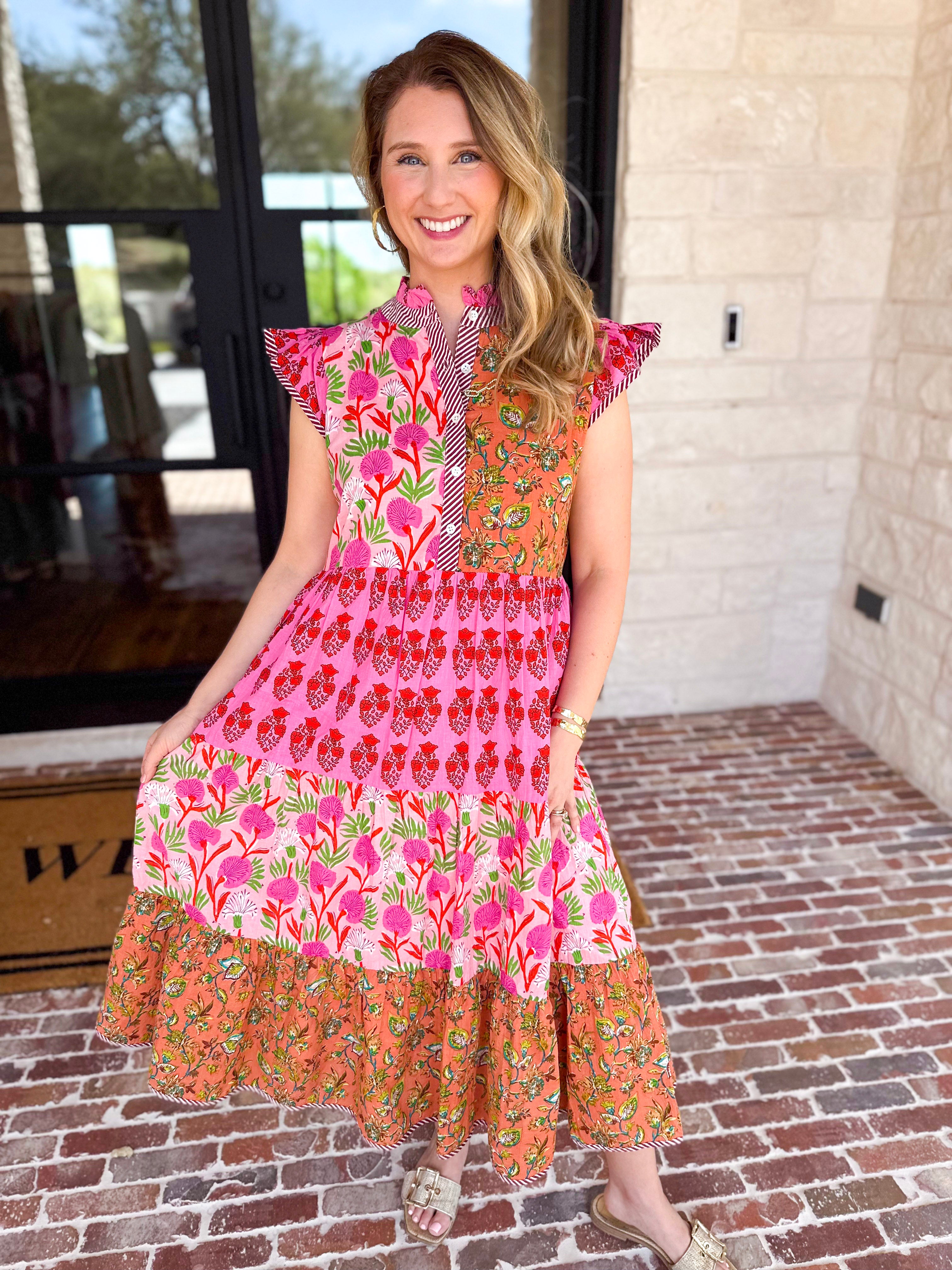 THML - Bold Garden Midi Dress-500 Midi-THML-July & June Women's Fashion Boutique Located in San Antonio, Texas