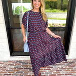 Darling in Dots Set - Brown & Blue-500 Midi-ENTRO-July & June Women's Fashion Boutique Located in San Antonio, Texas