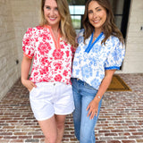 The Anderson Blouse - Red-200 Fashion Blouses-POLOGRAM-July & June Women's Fashion Boutique Located in San Antonio, Texas