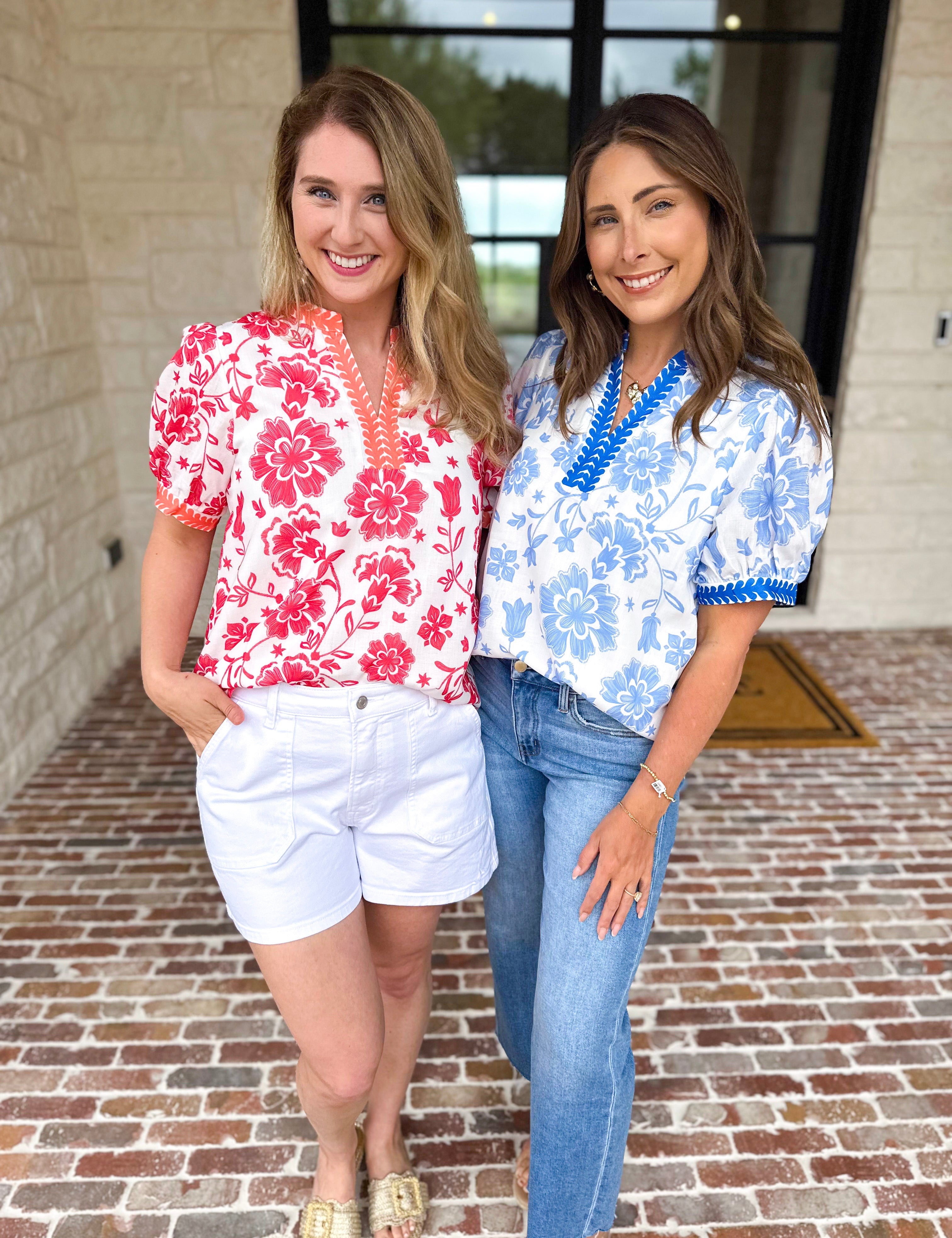 The Anderson Blouse - Red-200 Fashion Blouses-POLOGRAM-July & June Women's Fashion Boutique Located in San Antonio, Texas