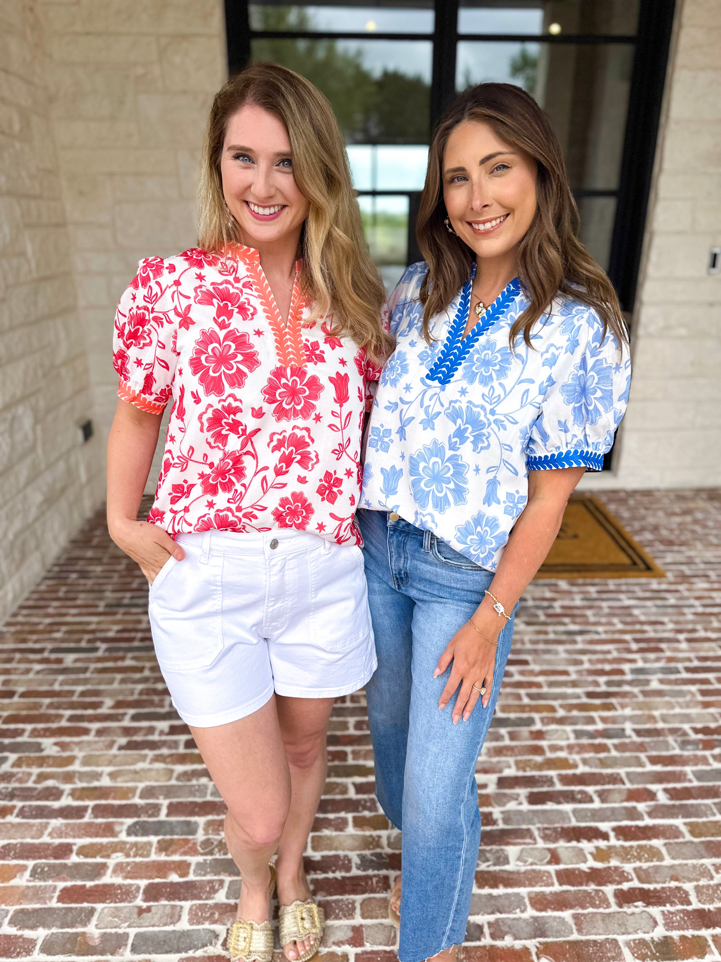 The Anderson Blouse - Red-200 Fashion Blouses-POLOGRAM-July & June Women's Fashion Boutique Located in San Antonio, Texas