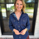 Liverpool - The Dakota Denim Button Down-200 Fashion Blouses-LIVERPOOL JEANS COMPANY-July & June Women's Fashion Boutique Located in San Antonio, Texas