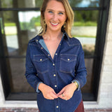 Liverpool - The Dakota Denim Button Down-200 Fashion Blouses-LIVERPOOL JEANS COMPANY-July & June Women's Fashion Boutique Located in San Antonio, Texas