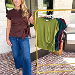 Essentials Knotted Blouse - Merlot-200 Fashion Blouses-ENTRO-July & June Women's Fashion Boutique Located in San Antonio, Texas