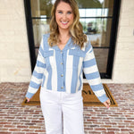 Sky’s The Limit Collared Sweater-230 Sweaters/Cardis-ALLIE ROSE-July & June Women's Fashion Boutique Located in San Antonio, Texas