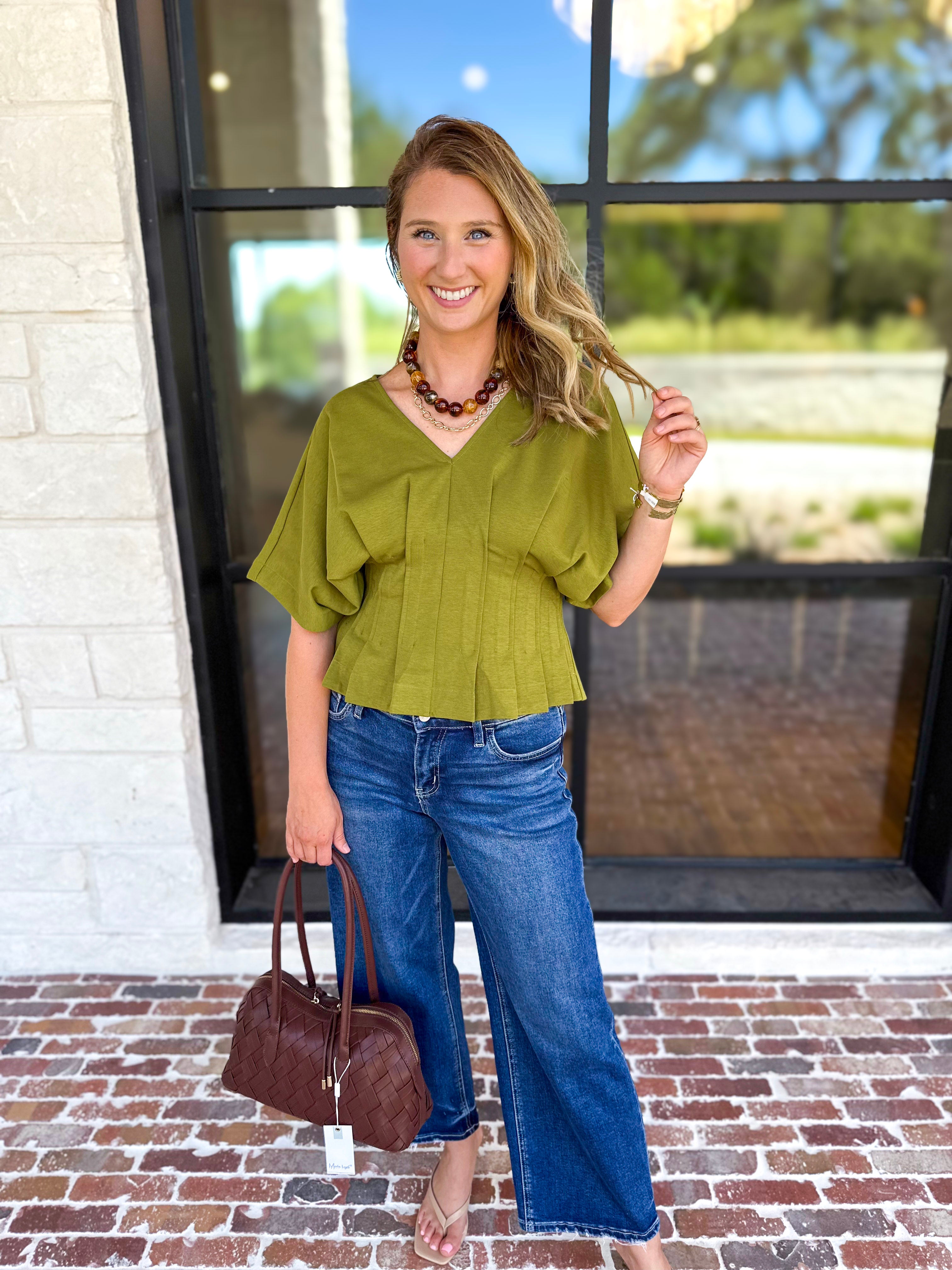 Elevated Chic Top - Martini Olive-200 Fashion Blouses-ENTRO-July & June Women's Fashion Boutique Located in San Antonio, Texas