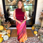 Golden Sunset Satin Midi Skirt-410 Shorts/Skirts-DRESS FORUM-July & June Women's Fashion Boutique Located in San Antonio, Texas