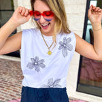 Current Air - Embroidered Floral Tee-200 Fashion Blouses-CURRENT AIR CLOTHING-July & June Women's Fashion Boutique Located in San Antonio, Texas
