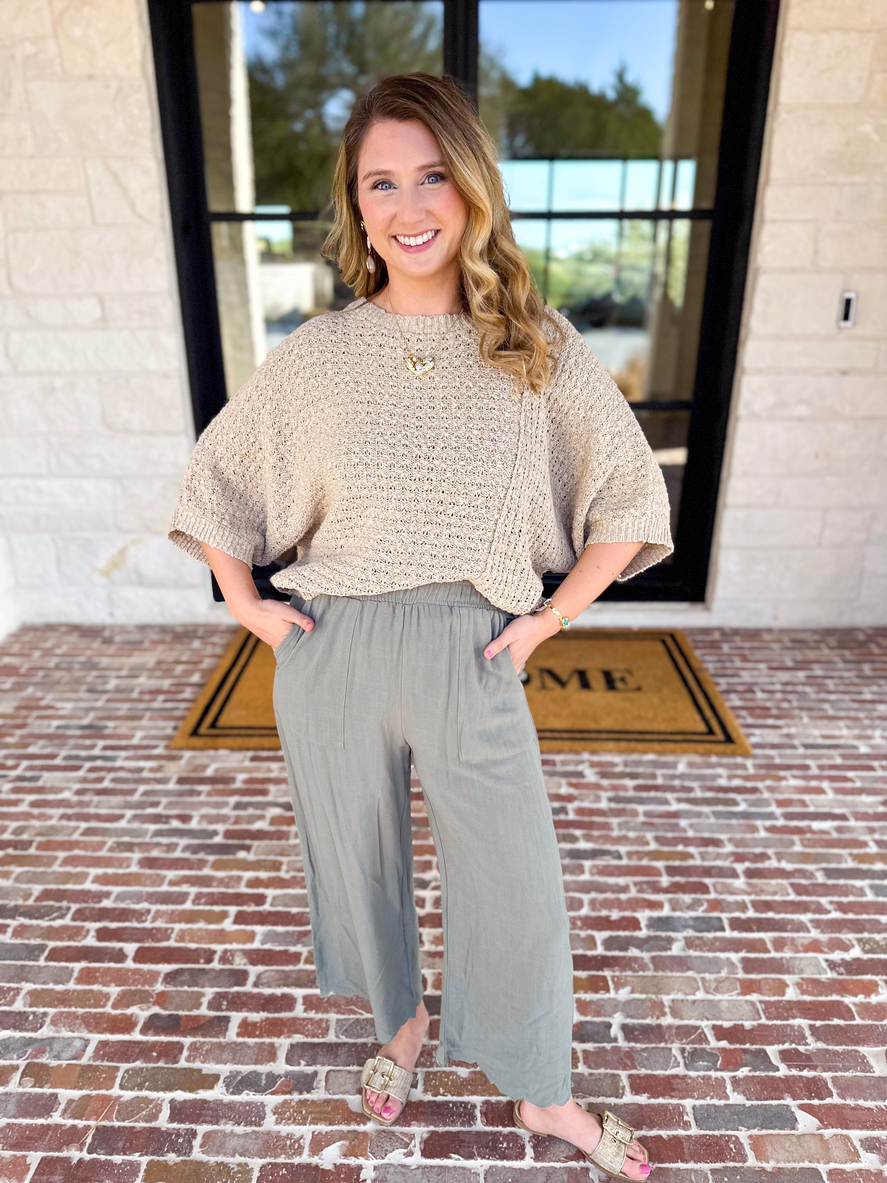 Asymmetrical Knit Sweater Top - Taupe-230 Sweaters/Cardis-RAE MODE-July & June Women's Fashion Boutique Located in San Antonio, Texas