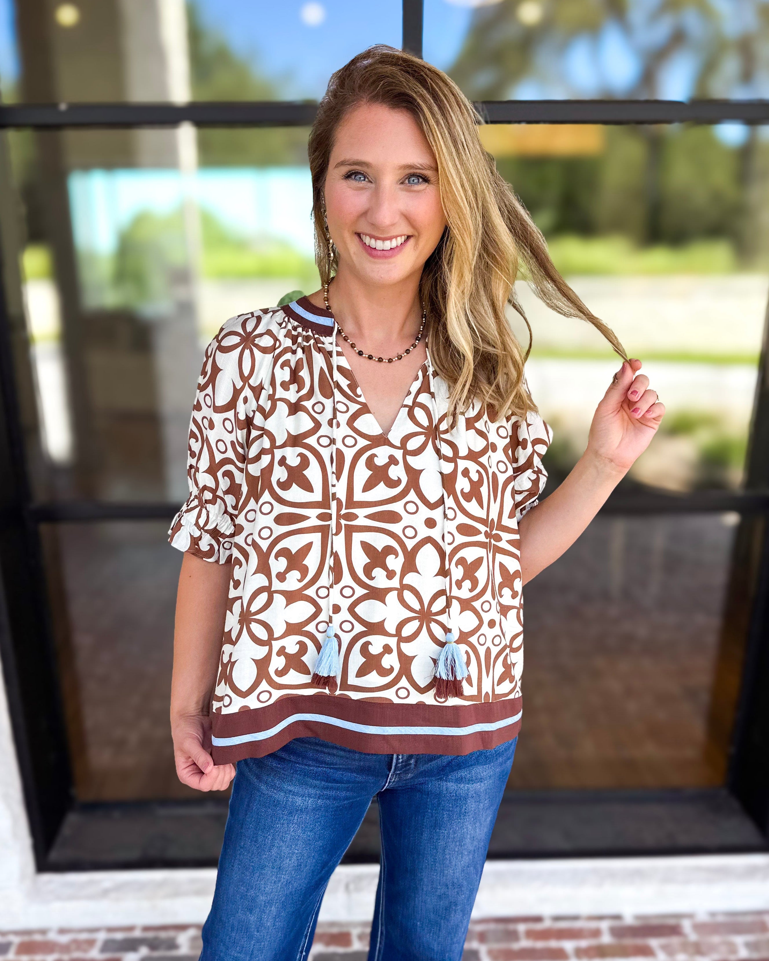 THML - The Hadley Blouse-200 Fashion Blouses-THML-July & June Women's Fashion Boutique Located in San Antonio, Texas