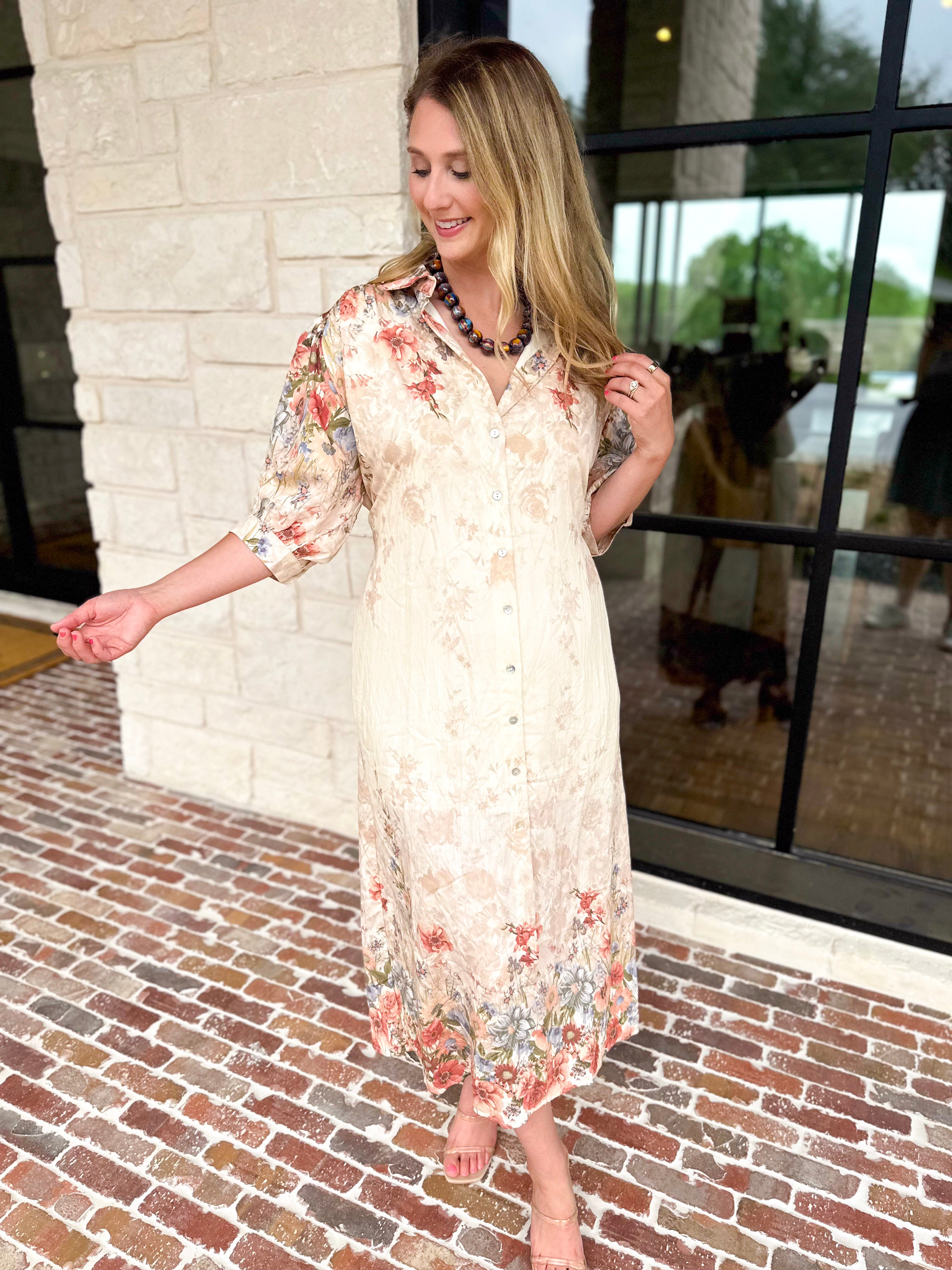 Garden Party Midi Dress-500 Midi-ENTRO-July & June Women's Fashion Boutique Located in San Antonio, Texas