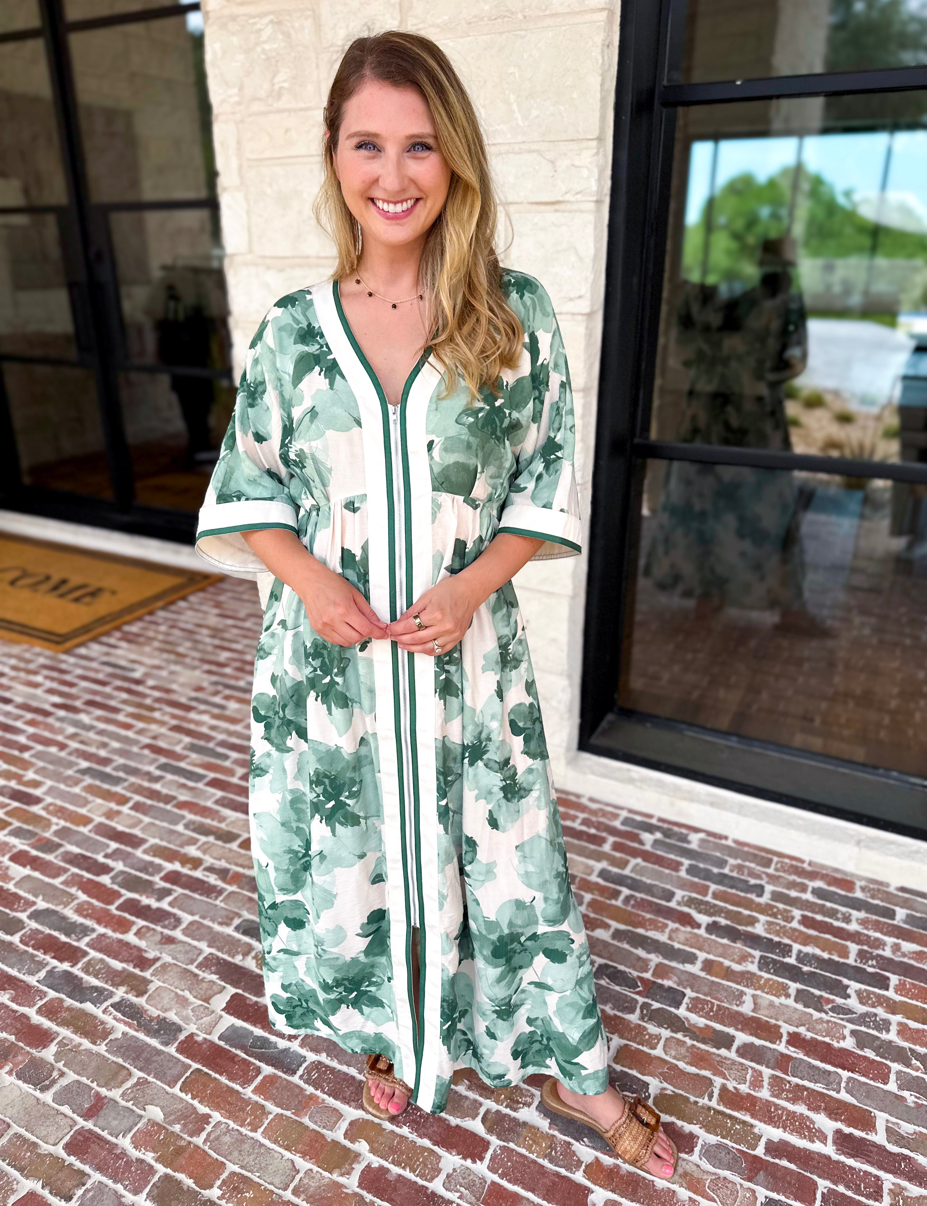 Green Watercolor Floral Midi Dress July & June Women's Boutique Green Watercolor Floral Midi Dress July & June Women's Boutique