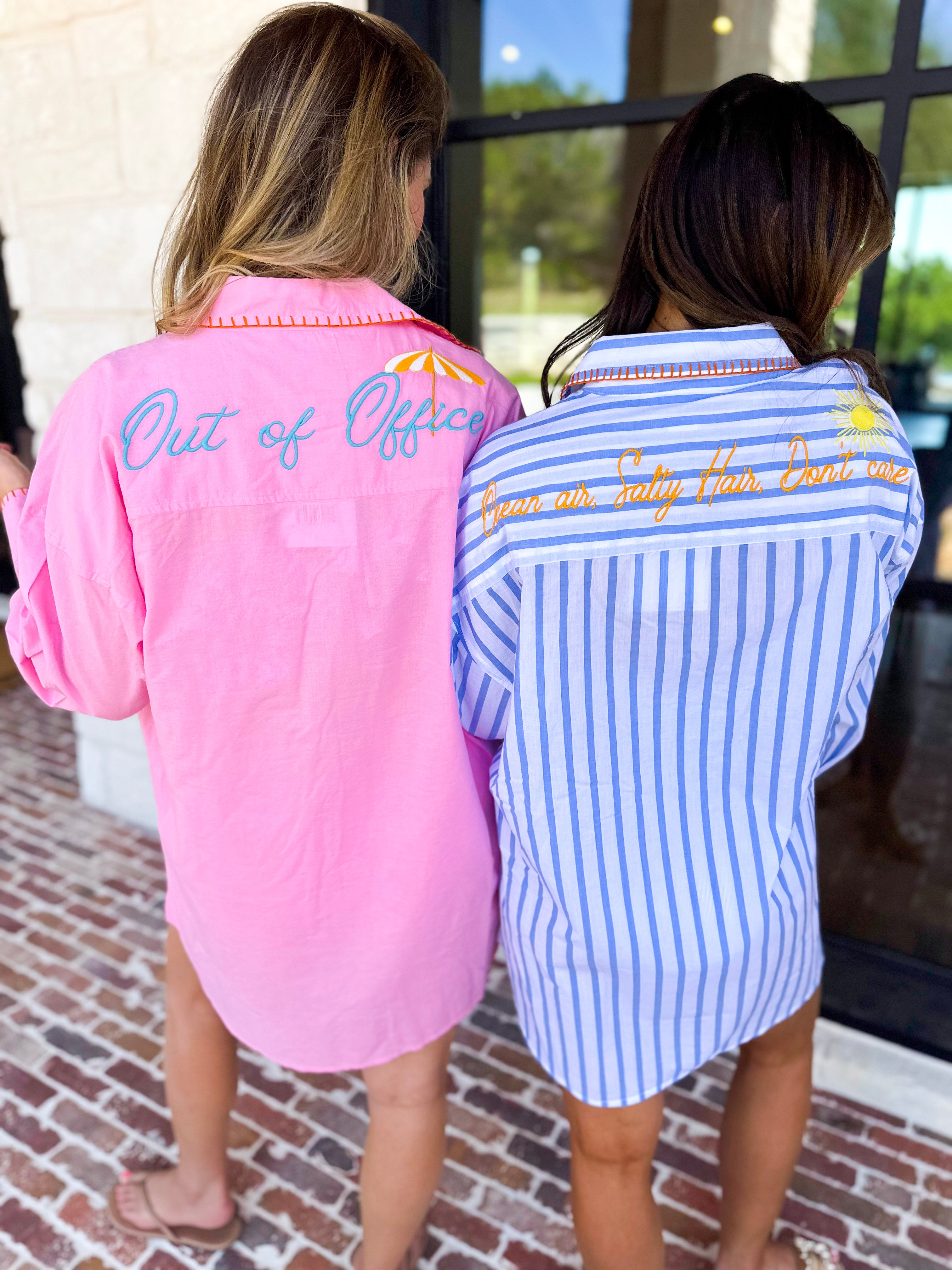 Button Down Cover Up - Ocean Air, Salty Hair-300 Athleisure/Lounge-SHIRALEAH-July & June Women's Fashion Boutique Located in San Antonio, Texas