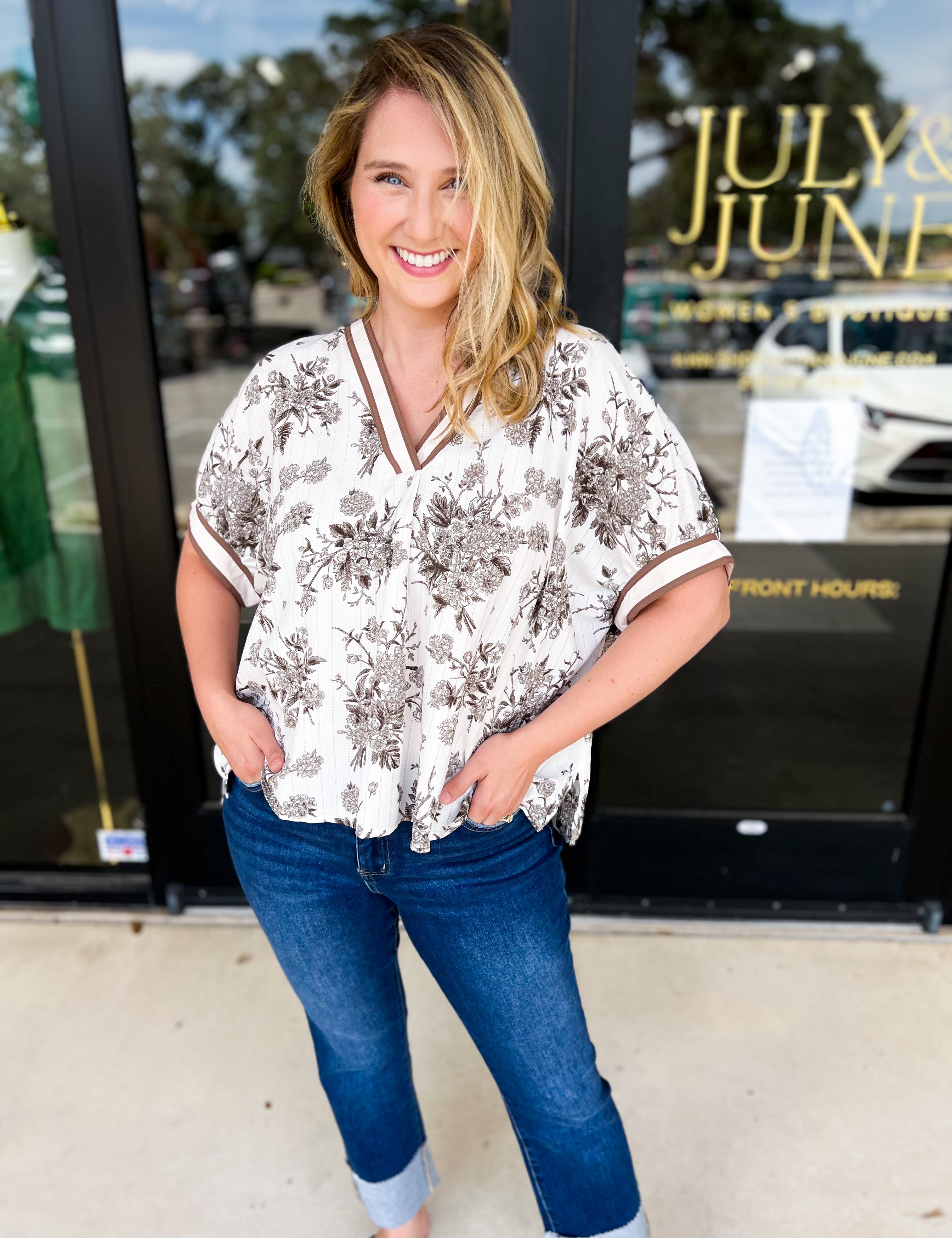 The Briar Blouse - Mocha-200 Fashion Blouses-ENTRO-July & June Women's Fashion Boutique Located in San Antonio, Texas