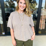 The Ella Knit Sweater Top - Mocha-230 Sweaters/Cardis-JODIFL-July & June Women's Fashion Boutique Located in San Antonio, Texas