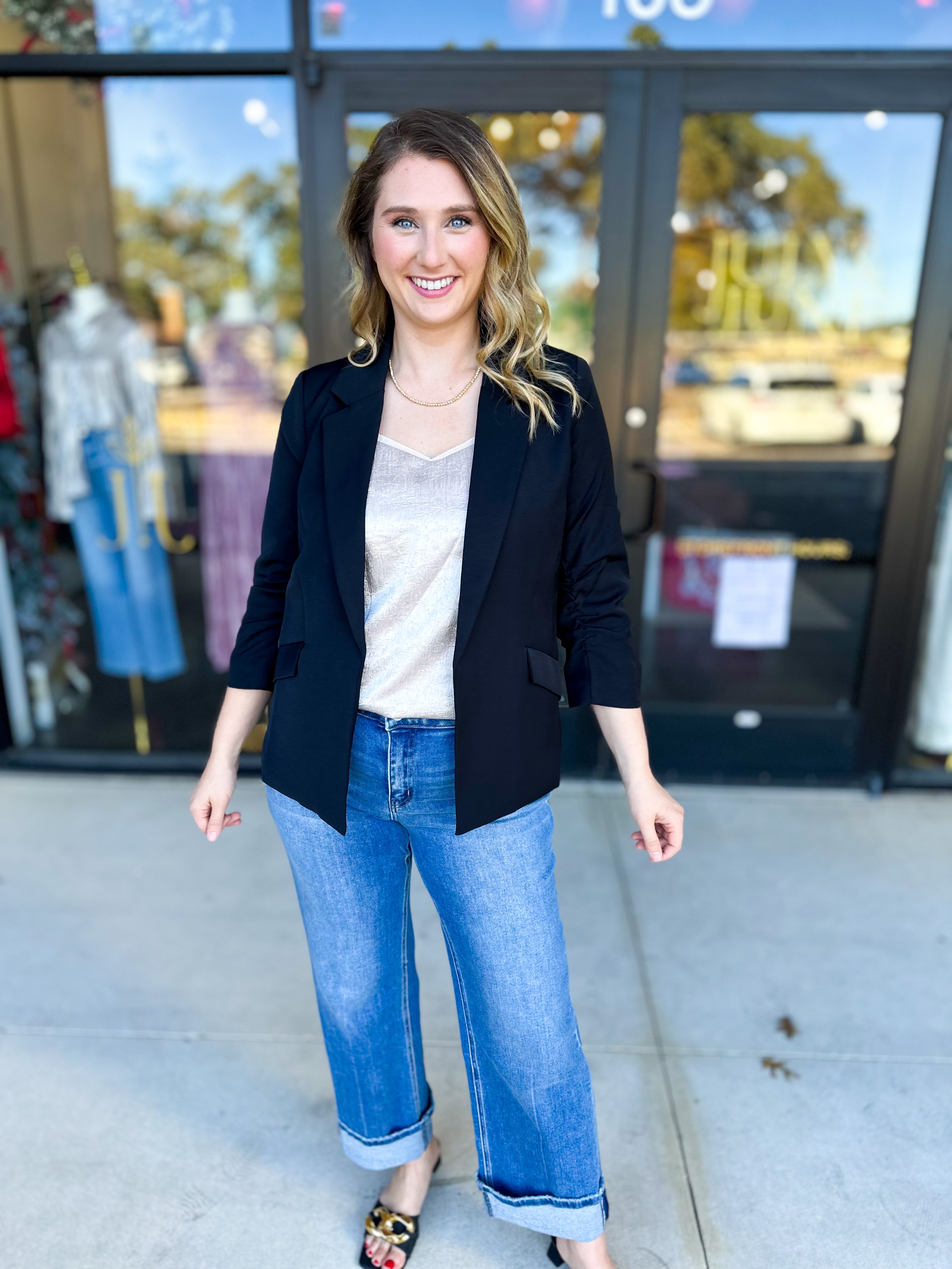 The Blair Blazer - Black-600 Outerwear-SKIES ARE BLUE-July & June Women's Fashion Boutique Located in San Antonio, Texas