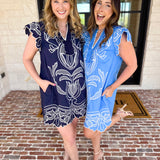 Bloom Embroidered Mini Dress - Navy-510 Mini-ENTRO-July & June Women's Fashion Boutique Located in San Antonio, Texas