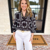 Bloom Where You're Planted Blouse - Black-200 Fashion Blouses-ENTRO-July & June Women's Fashion Boutique Located in San Antonio, Texas