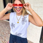 Current Air - Embroidered Floral Tee-200 Fashion Blouses-CURRENT AIR CLOTHING-July & June Women's Fashion Boutique Located in San Antonio, Texas