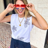 Current Air - Embroidered Floral Tee-200 Fashion Blouses-CURRENT AIR CLOTHING-July & June Women's Fashion Boutique Located in San Antonio, Texas