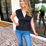Current Air - Black Satin Date Night Blouse-200 Fashion Blouses-CURRENT AIR CLOTHING-July & June Women's Fashion Boutique Located in San Antonio, Texas