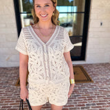 Luxe Crochet Knit Shorts Set-200 Fashion Blouses-SKIES ARE BLUE-July & June Women's Fashion Boutique Located in San Antonio, Texas