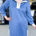 Mary Square - Britney Blue Zip Mini Dress-510 Mini-MARY SQUARE-July & June Women's Fashion Boutique Located in San Antonio, Texas