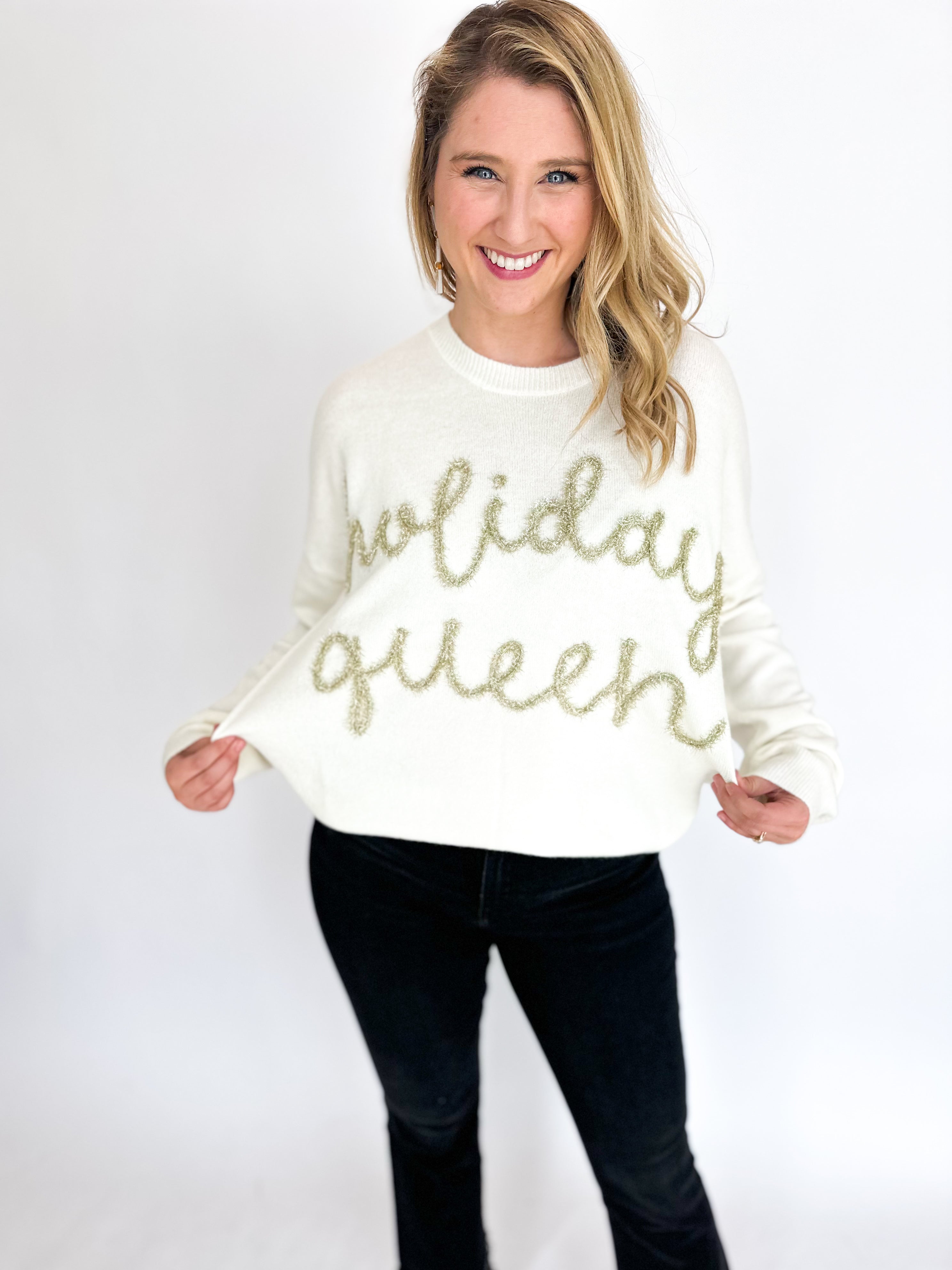 Holiday Queen Sweater-230 Sweaters/Cardis-GILLI CLOTHING-July & June Women's Fashion Boutique Located in San Antonio, Texas