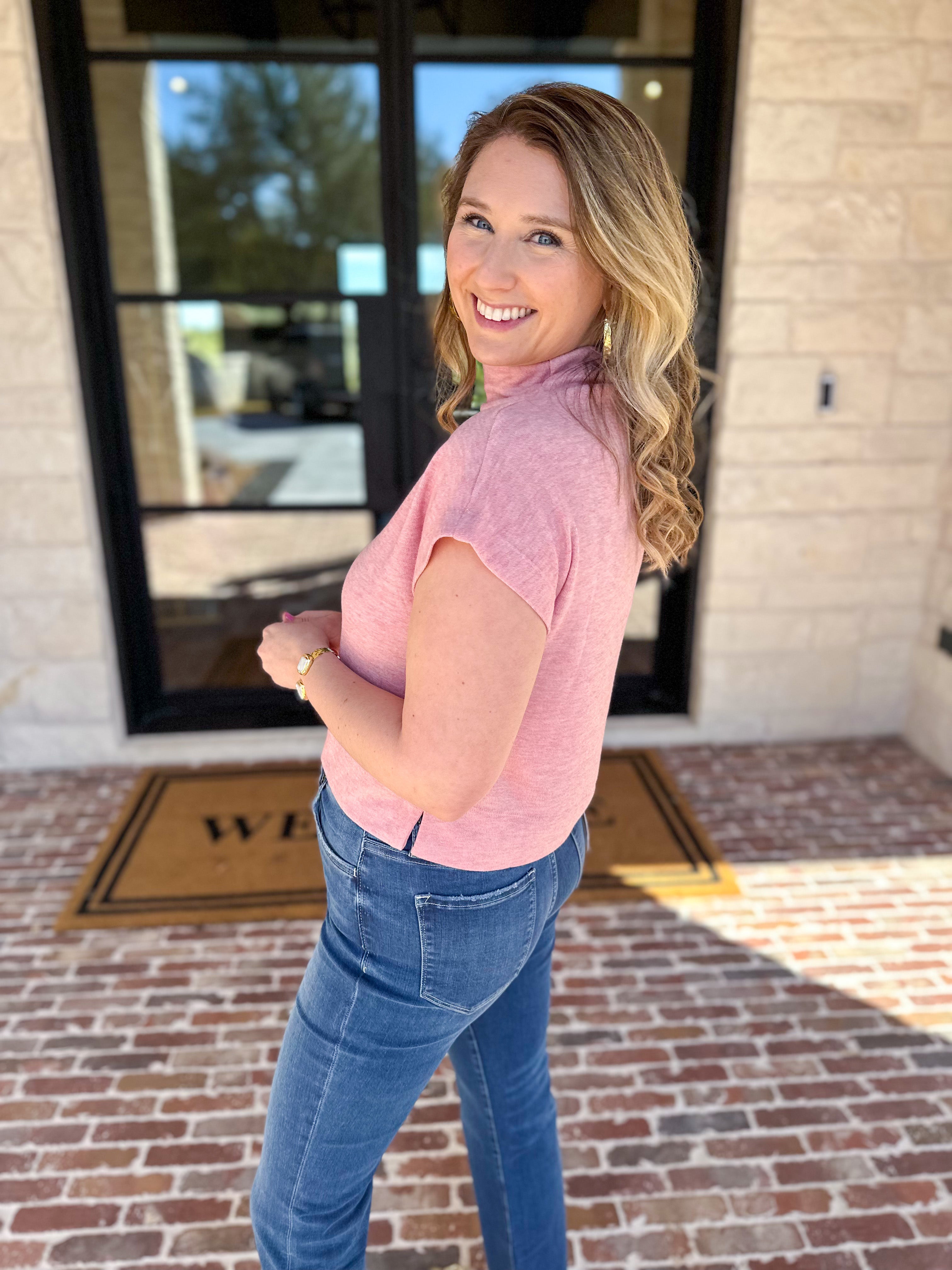 Soft Bloom Everyday Knit Top - Light Pink-230 Sweaters/Cardis-ENTRO-July & June Women's Fashion Boutique Located in San Antonio, Texas