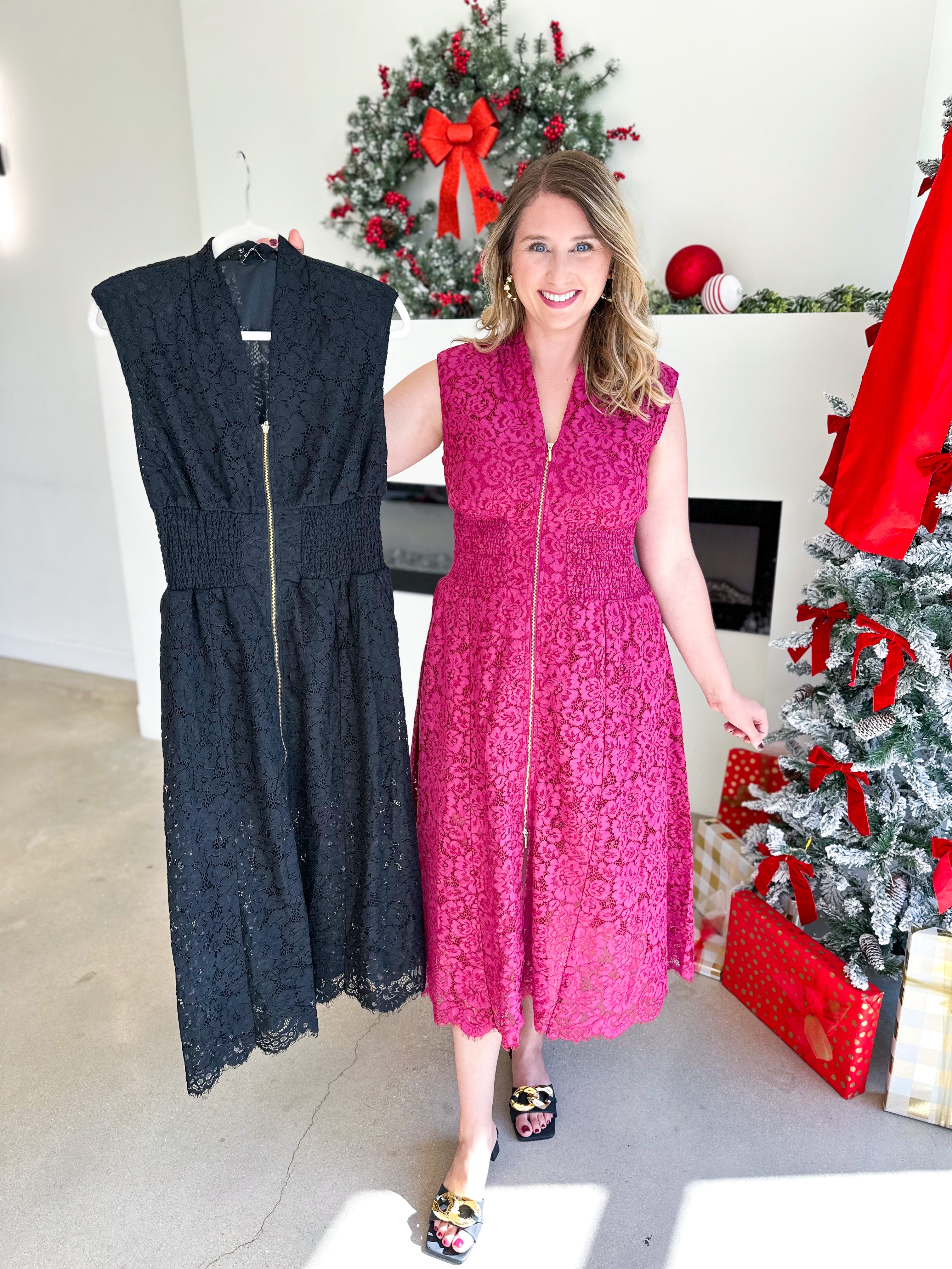 Elegant Lace Midi Dress - Black-500 Midi-FATE-July & June Women's Fashion Boutique Located in San Antonio, Texas