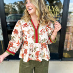 The Polly Peplum Blouse-200 Fashion Blouses-ENTRO-July & June Women's Fashion Boutique Located in San Antonio, Texas